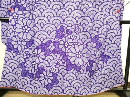 平和屋着物●豪華振袖　総絞り　花青海波文　正絹　逸品　DABK2053op