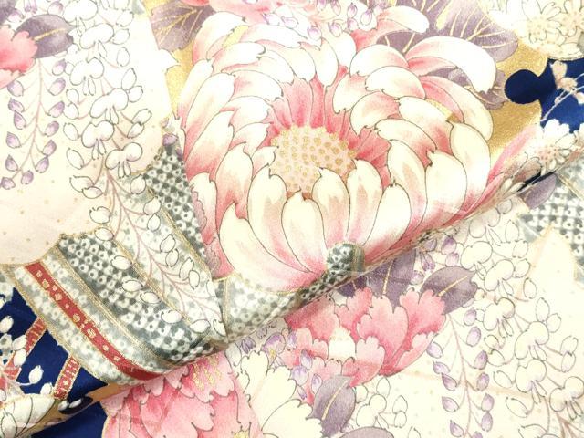 平和屋着物●豪華振袖　檜扇花文　金彩　やまと誂製　正絹　逸品　DABK2054op