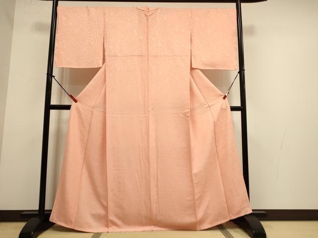 平和屋着物●上質な色無地　花唐草地紋　一斤染色　正絹　逸品　未使用　DABK2064op