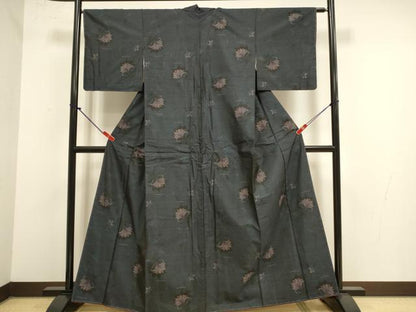 平和屋着物●本場大島紬　更紗花唐草文　正絹　逸品　DABK2068op