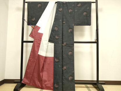 平和屋着物●本場大島紬　更紗花唐草文　正絹　逸品　DABK2068op