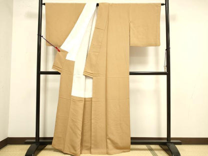 平和屋着物●上質な色無地　濃い飴色　正絹　逸品　DABK2071op