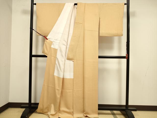 平和屋着物●上質な色無地　舞花地紋　萱草色　正絹　逸品　DABK2076op