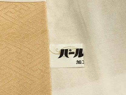 平和屋着物●上質な色無地　舞花地紋　萱草色　正絹　逸品　DABK2076op