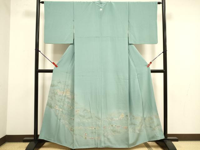 平和屋着物●中国三大刺繍　汕頭刺繍　スワトウ刺繍　総刺繍　色留袖　人物風景花文　暈し染め　金糸　正絹　逸品　DABK2080op