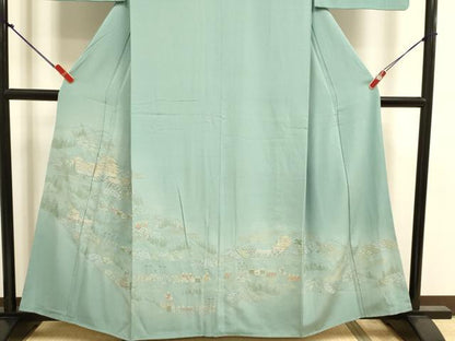 平和屋着物●中国三大刺繍　汕頭刺繍　スワトウ刺繍　総刺繍　色留袖　人物風景花文　暈し染め　金糸　正絹　逸品　DABK2080op