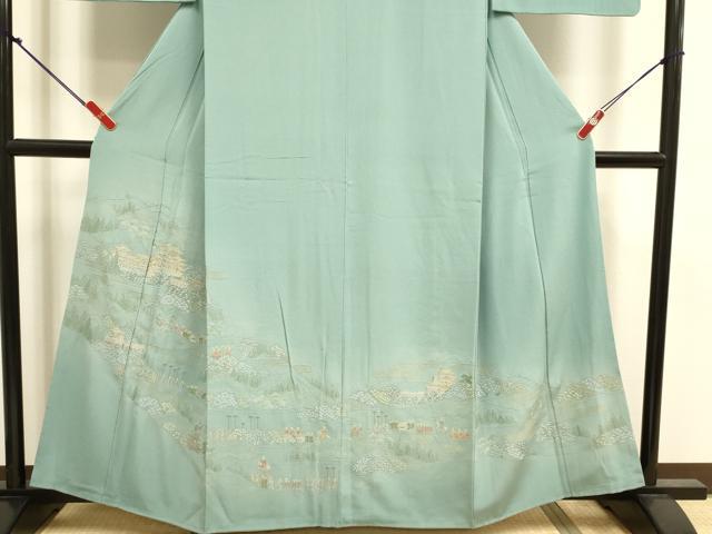 平和屋着物●中国三大刺繍　汕頭刺繍　スワトウ刺繍　総刺繍　色留袖　人物風景花文　暈し染め　金糸　正絹　逸品　DABK2080op