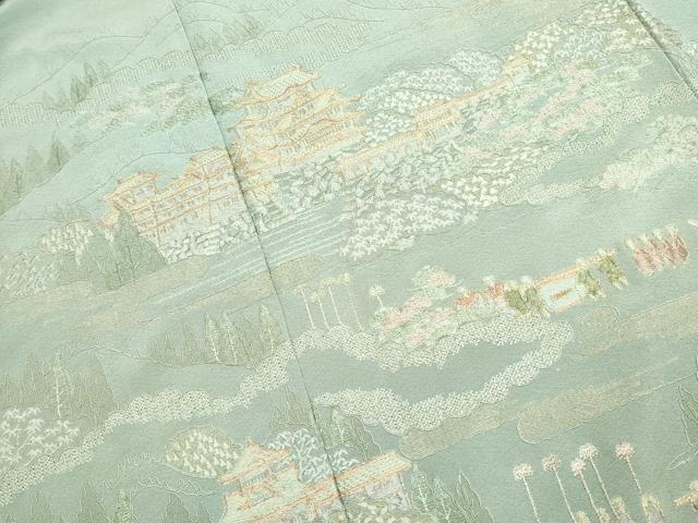 平和屋着物●中国三大刺繍　汕頭刺繍　スワトウ刺繍　総刺繍　色留袖　人物風景花文　暈し染め　金糸　正絹　逸品　DABK2080op