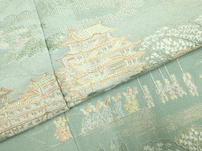 平和屋着物●中国三大刺繍　汕頭刺繍　スワトウ刺繍　総刺繍　色留袖　人物風景花文　暈し染め　金糸　正絹　逸品　DABK2080op