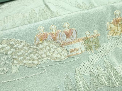 平和屋着物●中国三大刺繍　汕頭刺繍　スワトウ刺繍　総刺繍　色留袖　人物風景花文　暈し染め　金糸　正絹　逸品　DABK2080op