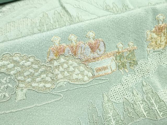 平和屋着物●中国三大刺繍　汕頭刺繍　スワトウ刺繍　総刺繍　色留袖　人物風景花文　暈し染め　金糸　正絹　逸品　DABK2080op