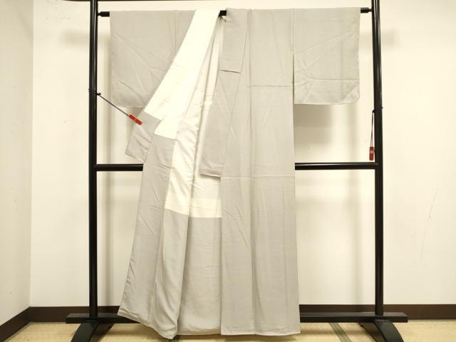 平和屋着物●上質な色無地　霞地紋　白鼠色　正絹　逸品　未使用　DABK2081op