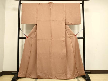 平和屋着物●上質な色無地　葉尽くし地紋　丁子染色　正絹　逸品　DABK2082op