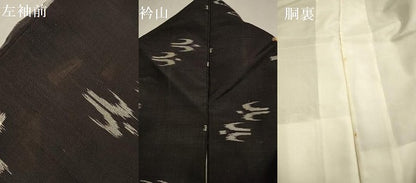 平和屋着物●本場琉球絣　黒地　正絹　逸品　DABK2084op