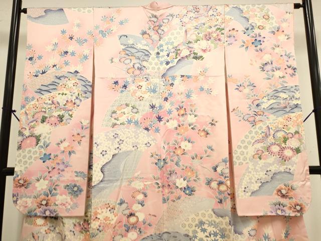 平和屋着物●豪華振袖　飛鶴花松文　暈し染め　正絹　逸品　DABK2097op