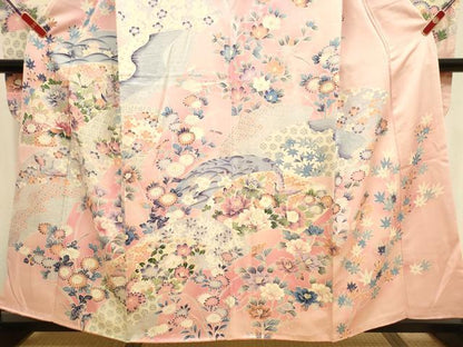 平和屋着物●豪華振袖　飛鶴花松文　暈し染め　正絹　逸品　DABK2097op