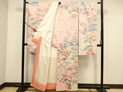 平和屋着物●豪華振袖　飛鶴花松文　暈し染め　正絹　逸品　DABK2097op