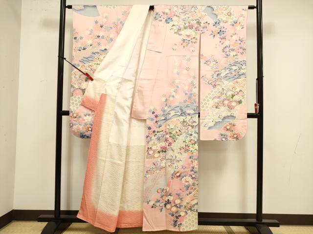 平和屋着物●豪華振袖　飛鶴花松文　暈し染め　正絹　逸品　DABK2097op