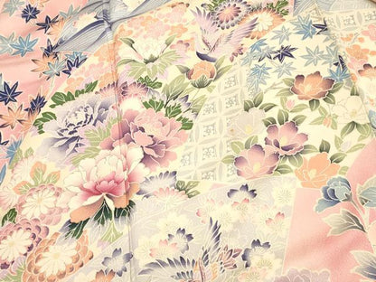 平和屋着物●豪華振袖　飛鶴花松文　暈し染め　正絹　逸品　DABK2097op