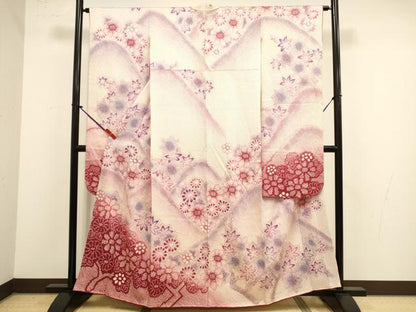 平和屋着物●豪華振袖　総絞り　舞花文　暈し染め　正絹　逸品　DABK2098op