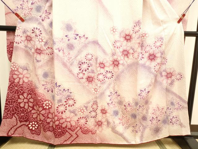 平和屋着物●豪華振袖　総絞り　舞花文　暈し染め　正絹　逸品　DABK2098op