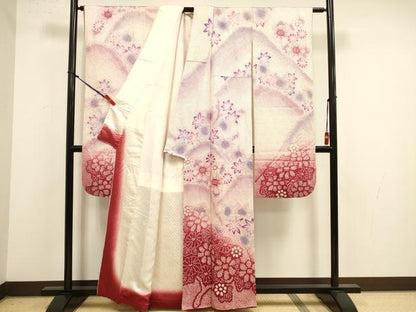 平和屋着物●豪華振袖　総絞り　舞花文　暈し染め　正絹　逸品　DABK2098op