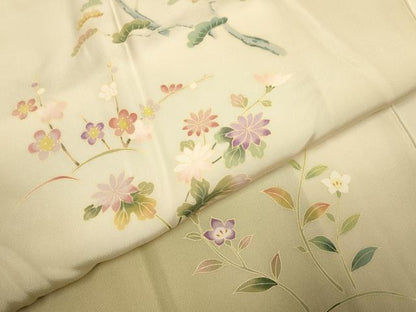 平和屋着物●長襦袢　袷　作家物　草花　暈し染め　正絹　逸品　DABK2103op