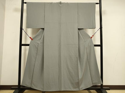 平和屋着物●上質な色無地　利休鼠色　正絹　逸品　DABK2105op