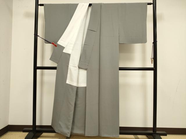 平和屋着物●上質な色無地　利休鼠色　正絹　逸品　DABK2105op