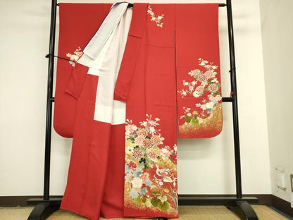 平和屋着物●豪華振袖　駒刺繍　鴛鴦花文　金彩　正絹　逸品　DABK2110op