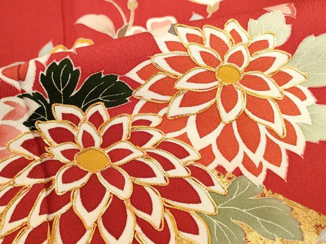 平和屋着物●豪華振袖　駒刺繍　鴛鴦花文　金彩　正絹　逸品　DABK2110op