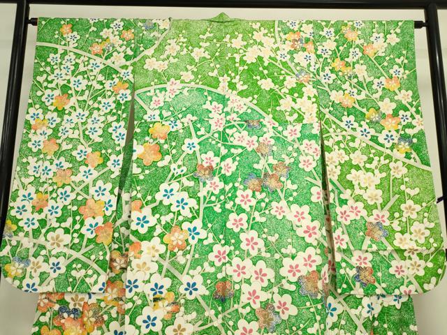 平和屋着物●豪華振袖　駒刺繍　枝梅　金彩　正絹　逸品　DABK2116op