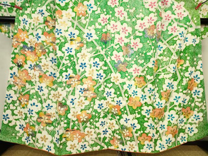 平和屋着物●豪華振袖　駒刺繍　枝梅　金彩　正絹　逸品　DABK2116op
