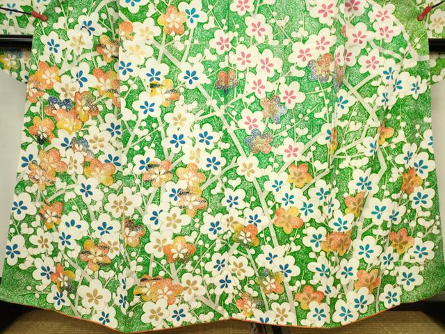 平和屋着物●豪華振袖　駒刺繍　枝梅　金彩　正絹　逸品　DABK2116op