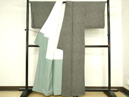 平和屋着物●伝統工芸師　服部光擴　江戸小紋　鮫小紋柄　反端付き　正絹　逸品　DABK2118op