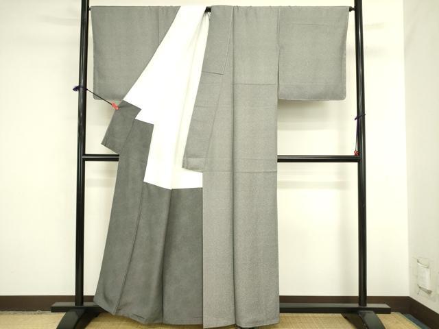 平和屋着物●伝統工芸師　服部光擴　江戸小紋　抽象文様　黒地　正絹　逸品　未使用　DABK2135op