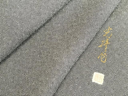 平和屋着物●伝統工芸師　服部光擴　江戸小紋　抽象文様　黒地　正絹　逸品　未使用　DABK2135op