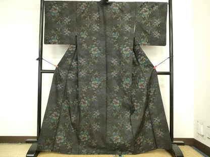 平和屋着物●本場大島紬　9マルキ　草花　正絹　逸品　DABK2139op