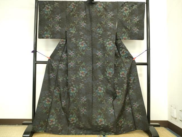 平和屋着物●本場大島紬　9マルキ　草花　正絹　逸品　DABK2139op