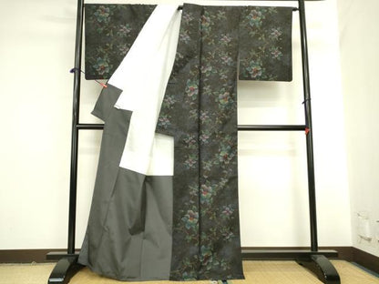 平和屋着物●本場大島紬　9マルキ　草花　正絹　逸品　DABK2139op