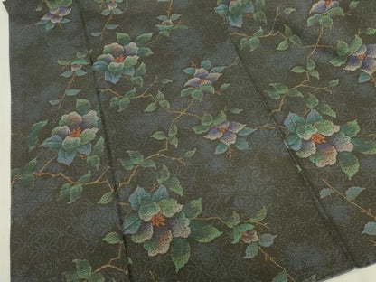 平和屋着物●本場大島紬　9マルキ　草花　正絹　逸品　DABK2139op