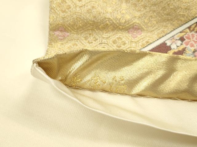 平和屋本店▼六通柄袋帯　唐織　御所車風景花文　本金箔　正絹　逸品　DABK2143op