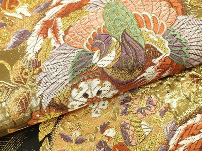 平和屋本店▼六通柄袋帯　秀錦　鳳凰花丸文　本金箔二重　正絹　逸品　DABK2144op