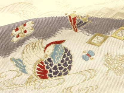 平和屋本店▼西陣　六通柄袋帯　唐織　鴛鴦吉祥花文　拍寿錦　純金二重箔　正絹　逸品　未使用　DABK2145op