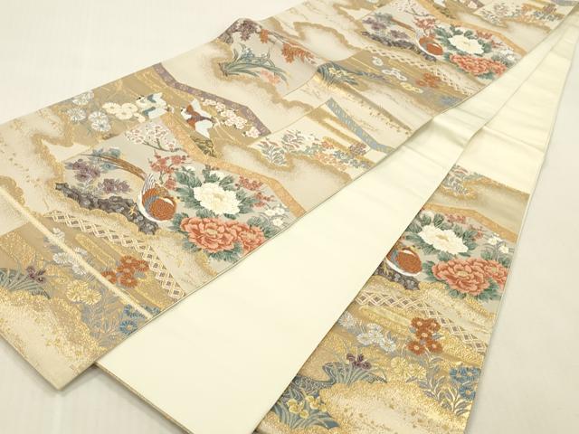 平和屋本店▼六通柄袋帯　唐織　桃山錦宴拾遺文　本金箔　正絹　逸品　DABK2149op