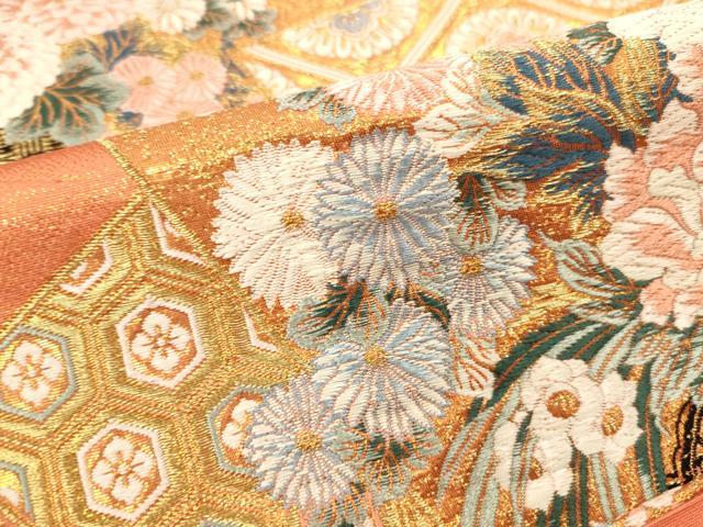 平和屋本店▼六通柄袋帯　唐織　花車文　本金箔　正絹　逸品　DABK2151op