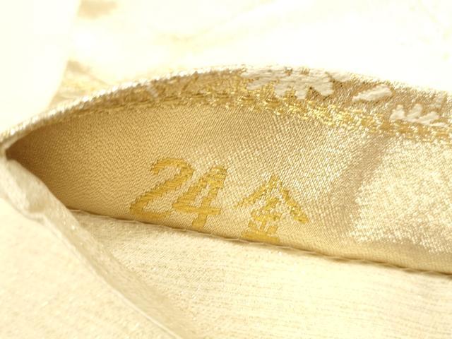 平和屋本店▼六通柄袋帯　風景花文　金箔二重織　24金　正絹　逸品　DABK2153op