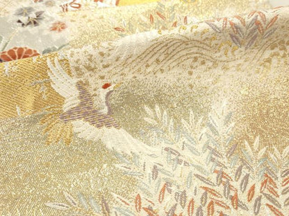 平和屋本店▼全通柄袋帯　唐織　桃山宝華松文　本金箔二重　正絹　逸品　DABK2155op