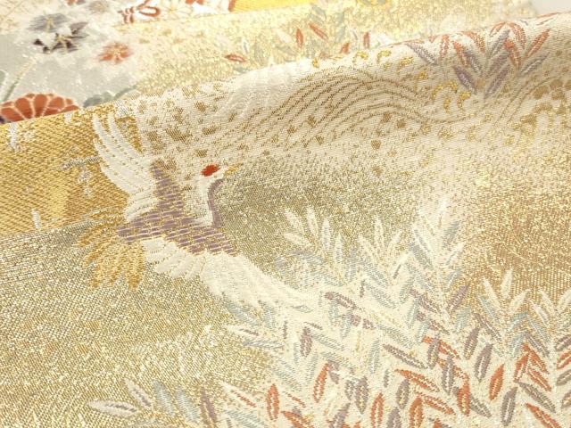 平和屋本店▼全通柄袋帯　唐織　桃山宝華松文　本金箔二重　正絹　逸品　DABK2155op