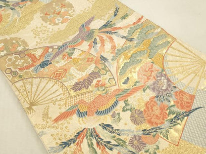 平和屋本店▼六通柄袋帯　唐織　彩華鳳凰錦　本金箔九百錦　正絹　逸品　DABK2157op
